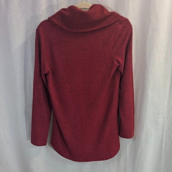 Apt. 9 Size Small (Slightly oversized) Red/Black Heathered Cowl Neck Sweater - Picture 4 of 13